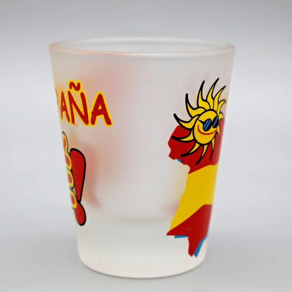 Vintage I love Espana Ole' Shot Glass Sun with Sunglasses Country Shape Barware
